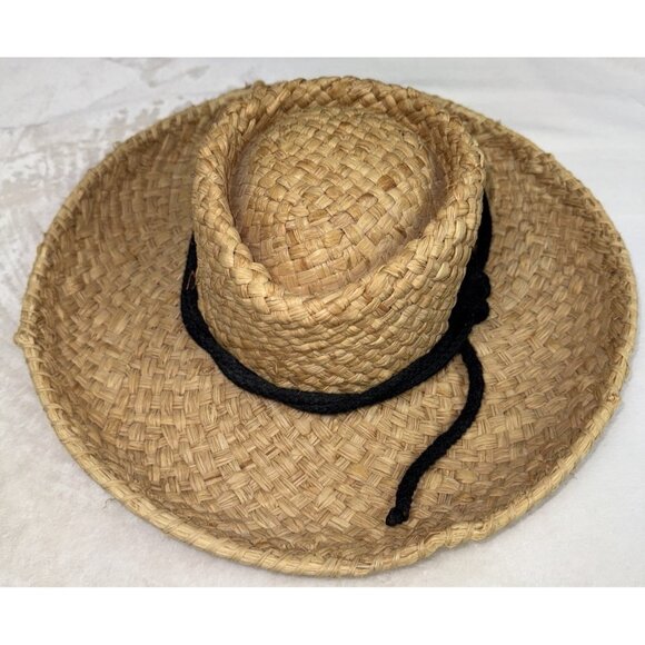 HELEN KAMINSKI Original Raffia Straw Hat Womens One Size Natural Black Tie main image 9